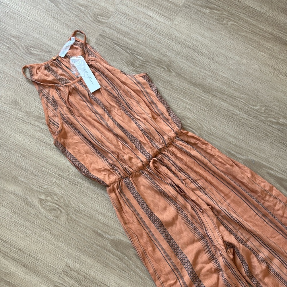 All in Favor Rust Orange Striped Jumpsuit